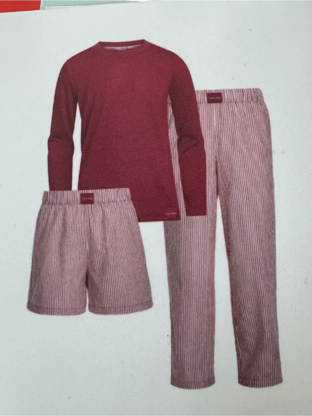 Calvin Klein Kids 3-Piece Pajama Set in Burgundy and White